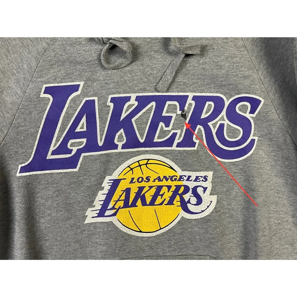 NBA Los Angeles Lakers Hoodie Kids Medium Gray Graphic Pullover Sweatshirt Fan